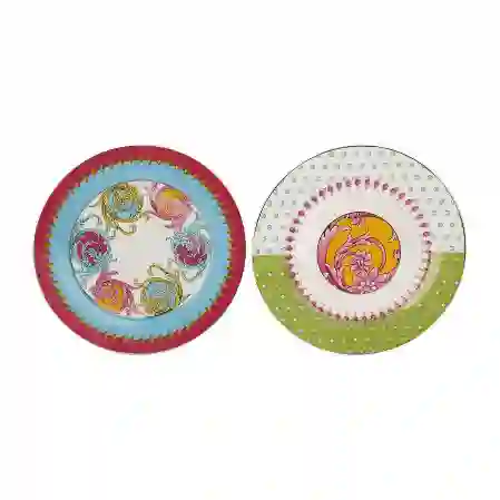 Resim Lucky Art Estelle Bone China Porselen Karışık Desenli 4 Lü Servis Tabağı Seti 27 Cm