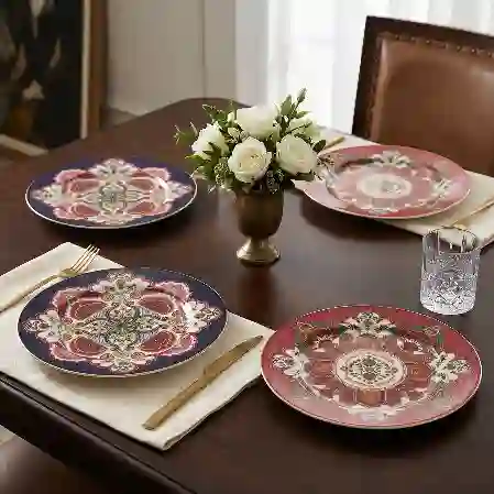 Resim Etro Bone 27Cm 4Lu Yuvarlak Tabak Seti