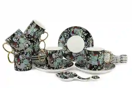 Resim Mikasa Moor Garden Siyah 6lı Kahve Fincanı Seti 18prç 100cc