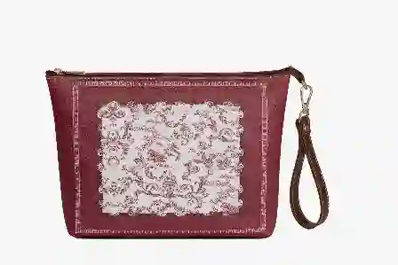 Resim Chiara Alessi Bordo Suni Deri Clutch&portföy Çanta 30X21 Cm