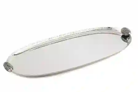 Resim Gümüş Oval Tepsi 48x21x4cm