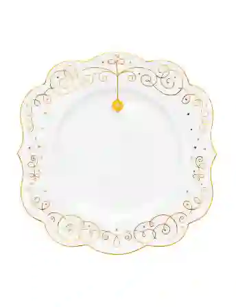 Resim Beyaz Porselen Pasta Tabağı 17 cm Royal Gold White