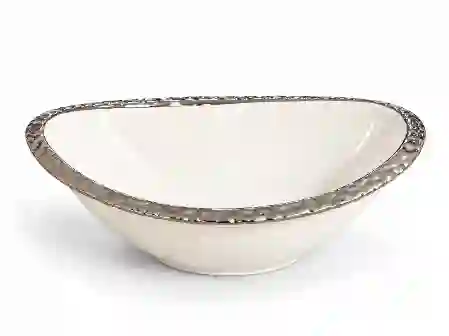 Resim Lamedore Mesh Beyaz Sılver Oval Kase 26X14,5X10 Cm