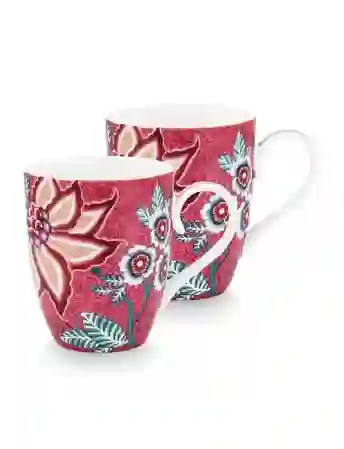 Resim Pip Studio Flower Festival Kırmızı İkili Büyük Mug Seti 350ml