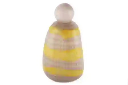 Resim Mikasa Moor Lila Kapaklı Sarı Çizgili Cam Vazo 19x33cm