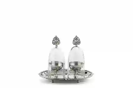 Resim Mikasa Moor Gümüş 2li Tepsili Yumurta Servis Seti 19x12x16cm