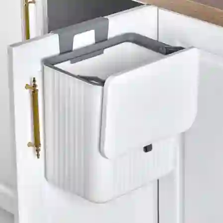 Resim Kosova Çift Yön Kapak Beyaz Çöp Kovası 15L