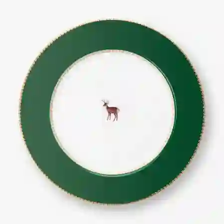 Resim Love Birds Yeşil Geyikli Tabak 21 cm