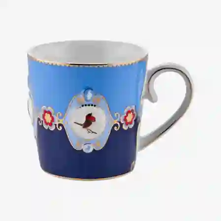 Resim Love Birds Mavi Renkli Madalyon Desenli Mug 250 ml