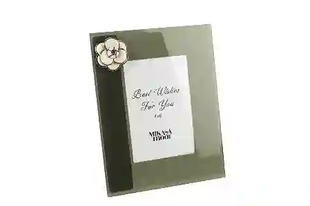 Resim Mikasa Moor Yeşil Cam Çiçekli Çerçeve 23x18cm