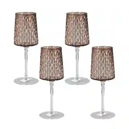 Resim Lucky Art Rosea 4Lu Cam Kadeh Setı Mocha