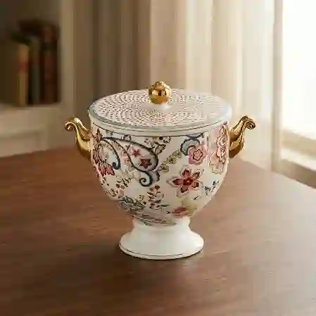 Resim Paısley Bone Kulplu Kavanoz 15Cm