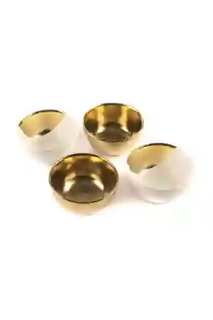 Resim Porselen Beyaz 4lü Çerezlik 10cm