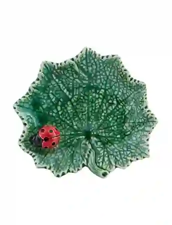 Resim Yaprak Formlu Uğur Böcekli Servis Tabağı 14 cm