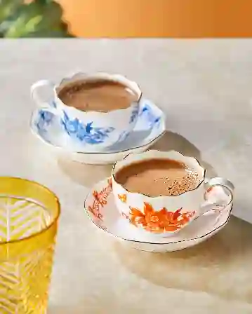 Resim Chiara Alessi Primavera Turuncu 2 Kişilik Porselen Kahve Fincan Seti 100 Ml