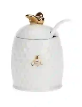 Resim Altın Arılı Beyaz Şekerlik  10X6,5 Cm