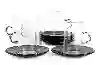 Resim 6lı Siyah Cam Çay Seti