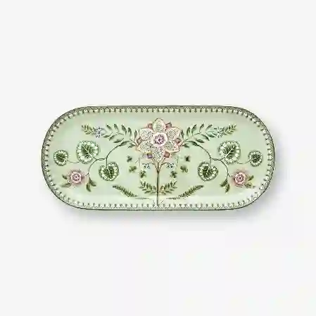 Resim Lily & Lotus Yeşil Oval Kek Servis Tabağı 33 cm