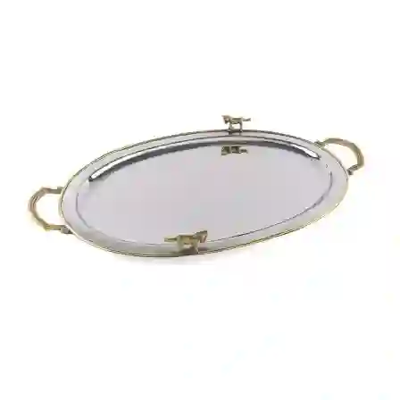 Resim Mikasa Moor Gold Gümüş Yuvarlak Tepsi 50x30x3cm