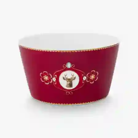 Resim Love Birds Geyikli Kırmızı Kase 15 cm