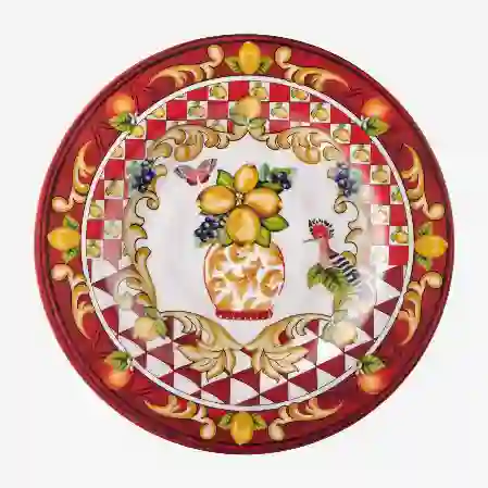 Resim Chiara Alessi Capri Kırmızı Vazo Desenli Tabak 21,5cm