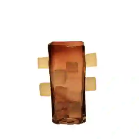 Resim Lucky Art Mürdüm Dekoratif Küp Detaylı Modern Cam Vazo 17,5*17,5*34