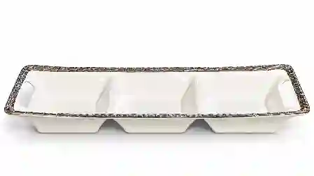 Resim Lamedore Mesh Beyaz Sılver 3'lü Cerezlık 46X15X6,2 Cm