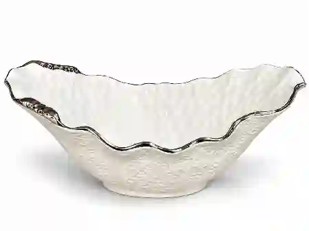 Resim Lamedore Curve Beyaz Sılver Oval Kase 32,5X17X4 Cm