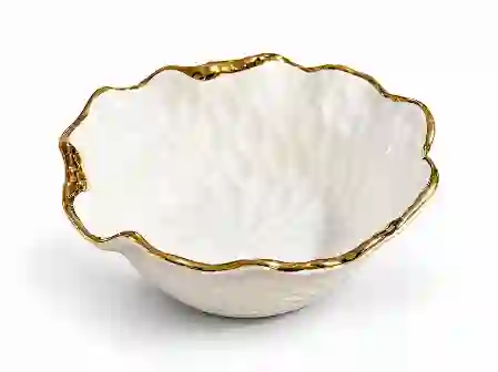 Resim Lamedore Curve Beyaz Gold Corba Kasesı 15X15X6 Cm