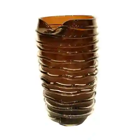 Resim Lucky Art Amber Rengi Amorf Yapılı Modern Cam Vazo 16*11*38