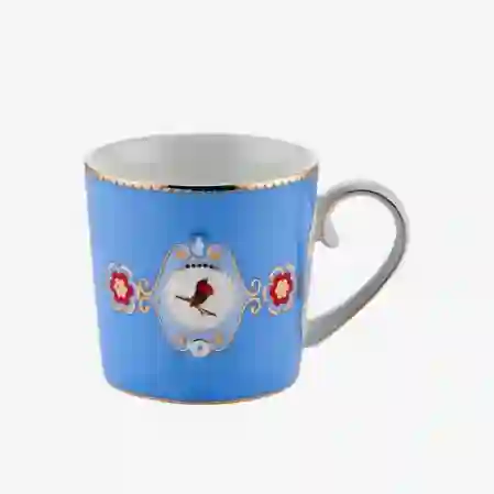 Resim Love Birds Mavi Madalyon Desenli  Küçük Mug 150 ml