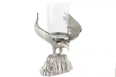 Resim Mikasa Moor Gümüş Tavuskuşu Camlı Mumluk21x26x34cm