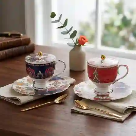 Resim Etro Bone 2Lı Kapaklı Çay Fincanı Seti 150Cc