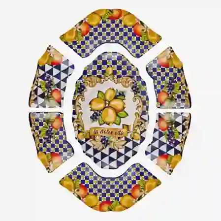 Resim Capri Mavi Limon Buketi Meze Tabağı 7'li Set