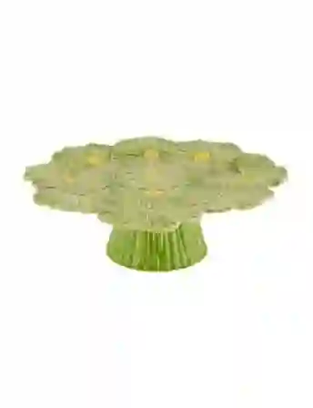 Resim Bordallo Maria Flor Çiçekli Yeşil Kek Standı 37 Cm