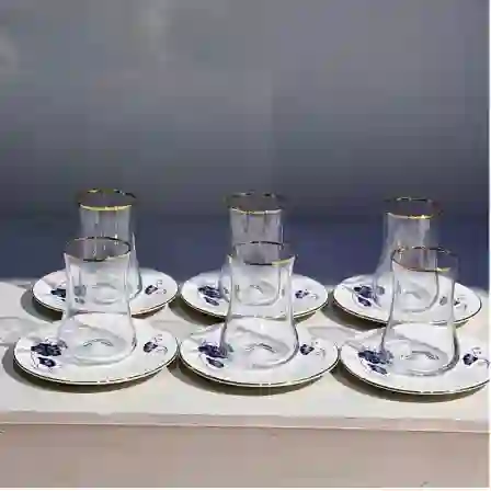 Resim Aryıldız Evaliza Nostalji Kelebek 6'lı Çay Seti