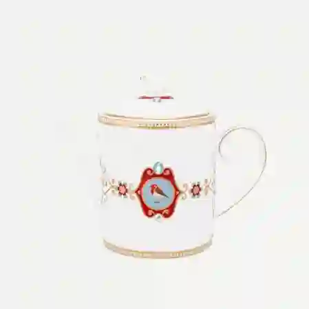 Resim Pip Studio Love Birds Beyaz Madalyon Desenli Demlik 1.3L