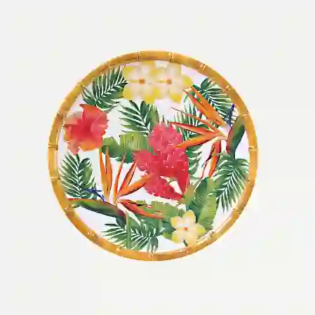 Resim Les Jardins De La Comp Exotic Yeşil Kırmızı Melamin Kahvaltı Tabağı 23cm