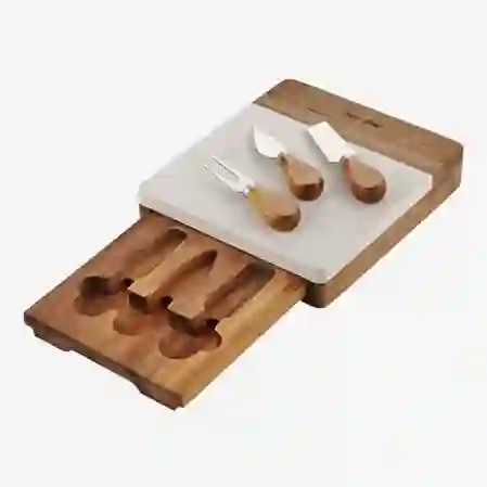 Resim Chiara Alessi Acacia Elegance Beyaz Ahşap Peynir Sunum Tabağı  &Chiara Alessi&