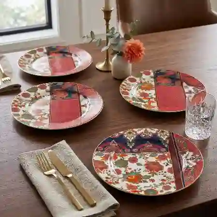 Resim Etro Bone 20Cm 4Lu Yuvarlak Tabak Seti