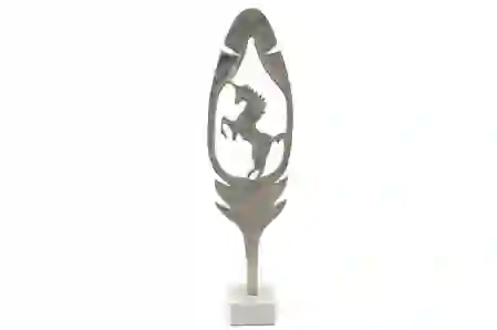 Resim Gümüş Yapraklı At Dekor Obje 18x10x68cm