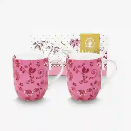 Resim Jolie İkili Pembe Çiçekli Küçük Mug Seti 145 ml.